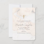 Gedenkfeier Modernes Foto mit einfachem Goldkreuz Dankeskarte (Vorderseite)