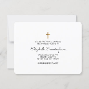 Gedenkfeier Modernes und einfaches Gold Cross Dankeskarte