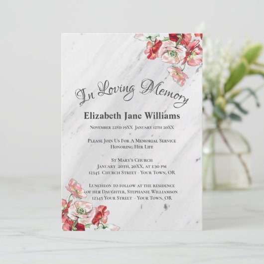 Gedenkfeier | Mohn Einladung (Stehend Vorderseite)