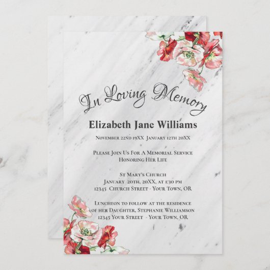 Gedenkfeier | Mohn Einladung (Vorne/Hinten)