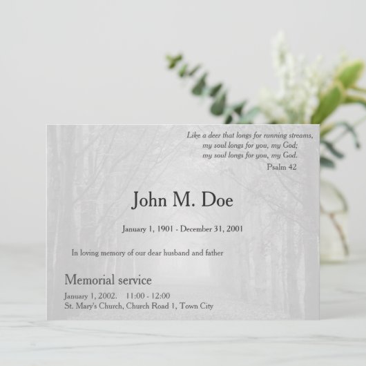 Gedenkfeier oder Beerdigung Einladung (Stehend Vorderseite)