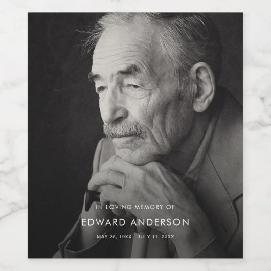 Gedenkfeier oder Beerdigung Foto Tribut Keepake Weinetikett (Einzelnes Label)