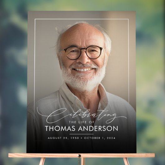 Gedenkfeier oder Beerdigung Foto Tribut Schwarz ve Acrylschild (Neutral)