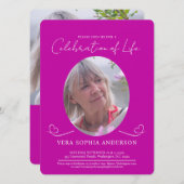 Gedenkfeier Oval Foto Rosa Einladung (Vorne/Hinten)