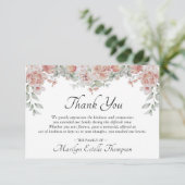 Gedenkfeier Pink, florales Foto Wasserfarbe Dankeskarte (Stehend Vorderseite)
