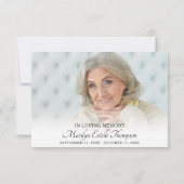 Gedenkfeier Pink, florales Foto Wasserfarbe Dankeskarte (Rückseite)