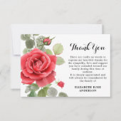 Gedenkfeier Rote Rose Blumenbeerdigung Beileid Dankeskarte (Vorderseite)