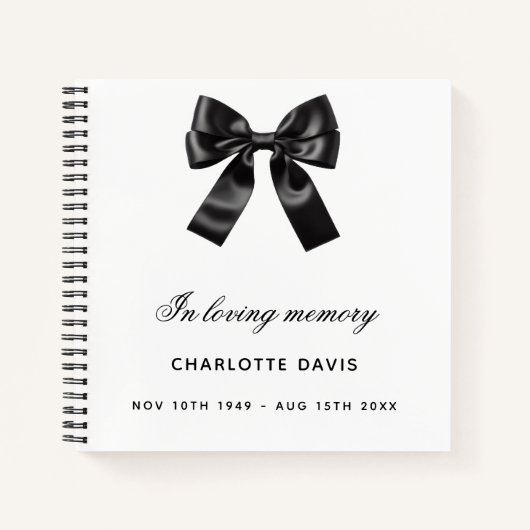 Gedenkfeier Schwarz-weißer Bugbogen Notizblock (Vorderseite)