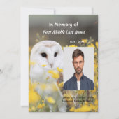 Gedenkfeier-Service-Foto Scheune Eule Vogel Einladung (Vorderseite)