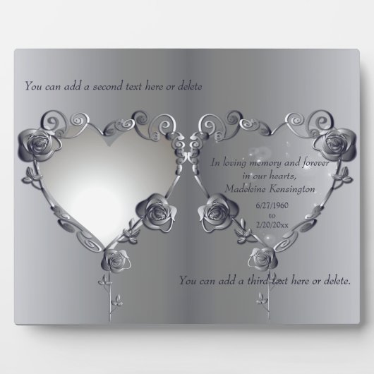 Gedenkfeier Silvery Rose Hörrahmen Fotoplatte (Vorderseite)
