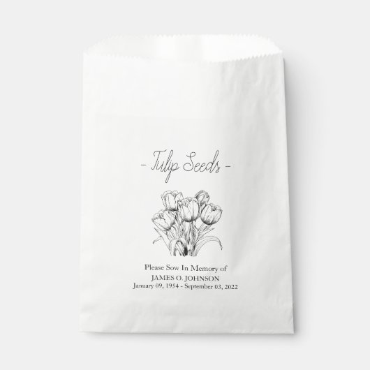 Gedenkfeier Tulip Seed Beerdigung Geschenktütchen (Vorderseite)