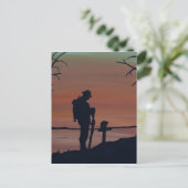 Gedenkfeier, Veternas-Tag, Silhouette-Solid im Gra Postkarte (Stehend Vorderseite)