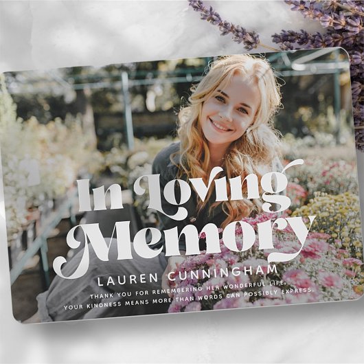 Gedenkfeier Vintages klassisches einfaches Foto Dankeskarte