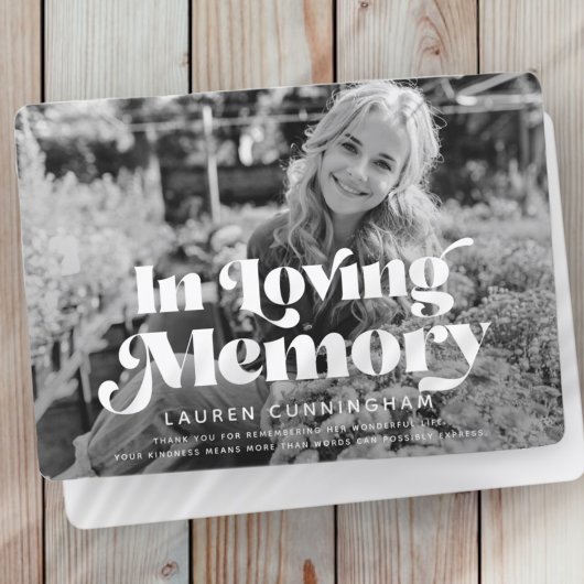 Gedenkfeier Vintages klassisches einfaches Foto Dankeskarte