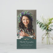 Gedenkfeier Vogelklassisches Monogramm-Foto Dankeskarte (Stehend Vorderseite)