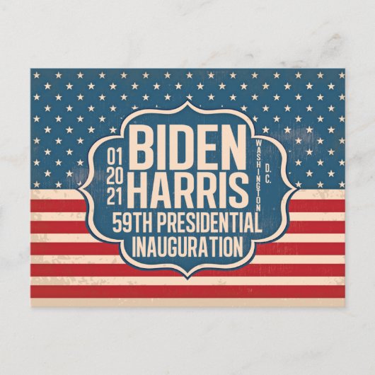 Gedenkfeier von Biden Harris 59. Postkarte (Vorderseite)