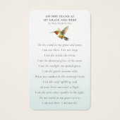 Gedenkfeier Wildblumen Kolibri (Rückseite)