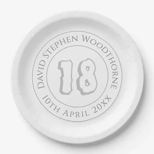 Gedenkfeier zum 18. Geburtstag Pappteller (Vorderseite)