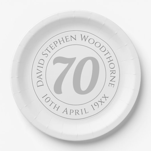 Gedenkfeier zum 70. Geburtstag Pappteller (Vorderseite)