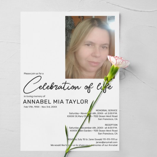 Gedenkfeier zum Foto Beerdigung Einladung