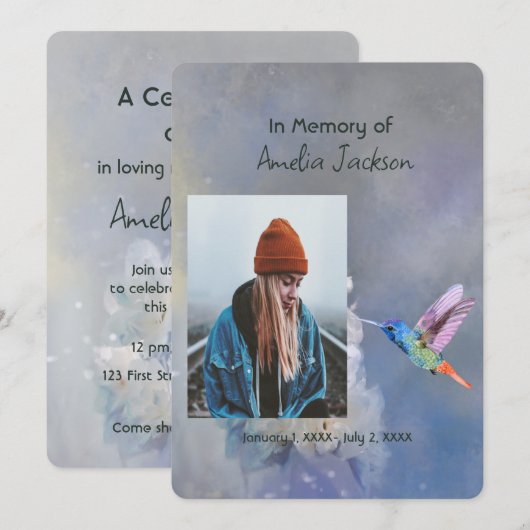 Gedenkfeier zum Foto des Lebensgefühls Einladung (Vorne/Hinten)