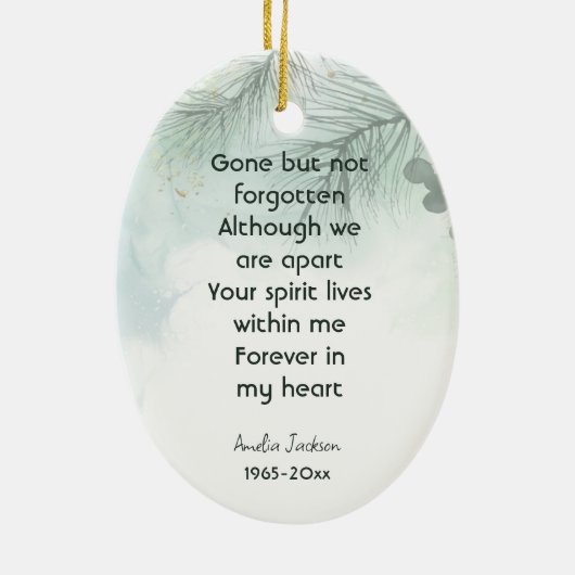 Gedenkfeier zum Foto des Lebensgefühls Keramik Ornament (Hinten)