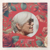 Gedenkfeier zum Foto von lebenslangen Bestattungsg Glasuntersetzer (Vorderseite)