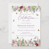 Gedenkfeier zum Leben: Blumenschmetterlinge Einladung (Vorderseite)