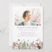 Gedenkfeier zum Leben: Blumenschmetterlinge Einladung (Rückseite)