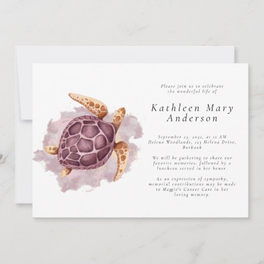 Gedenkfeier zum Leben der Meeresschildkröten Einladung (Vorderseite)