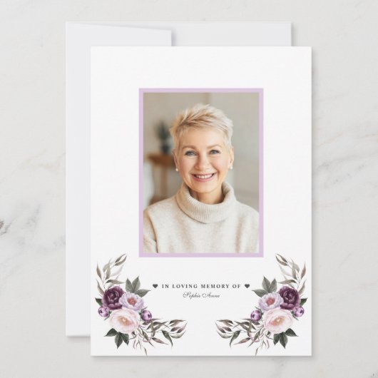 Gedenkfeier zum Leben verblassten Foto Einladung (Rückseite)