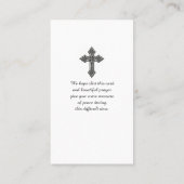 Gedenkfeier zum Lebensgebet Visitenkarte (Rückseite)