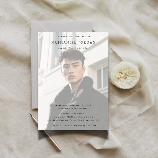 Gedenkfeier zum mattierten Foto Einladung