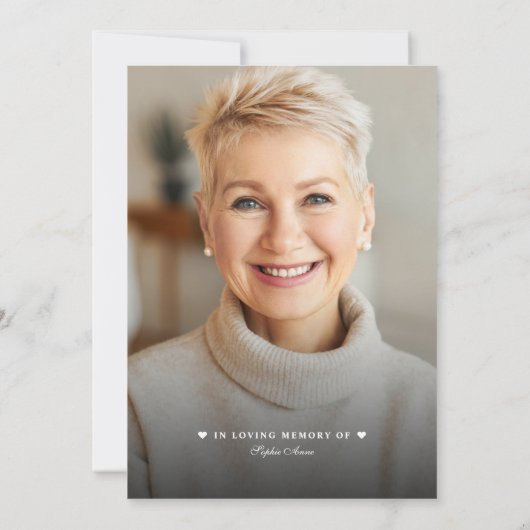 Gedenkfeier zur Beerdigung des Fotos Einladung (Rückseite)