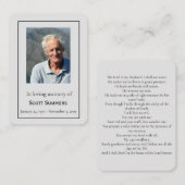 Gedenkfeier zur Beerdigung des Fotos Visitenkarte (Vorne/Hinten)