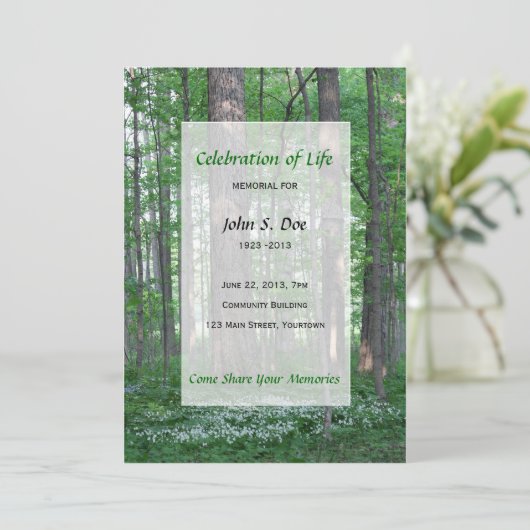 Gedenkfeier zur Einladung zum Lebenswald (Stehend Vorderseite)