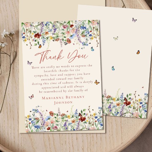 Gedenkfeier zur Wildblume der Wasserfarben Dankeskarte