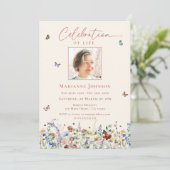 Gedenkfeier zur Wildblume der Wasserfarben Einladung (Stehend Vorderseite)