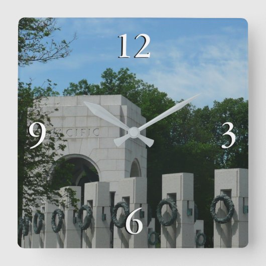 Gedenkfeiern des Zweiten Weltkriegs in Washington Quadratische Wanduhr (Vorderseite)