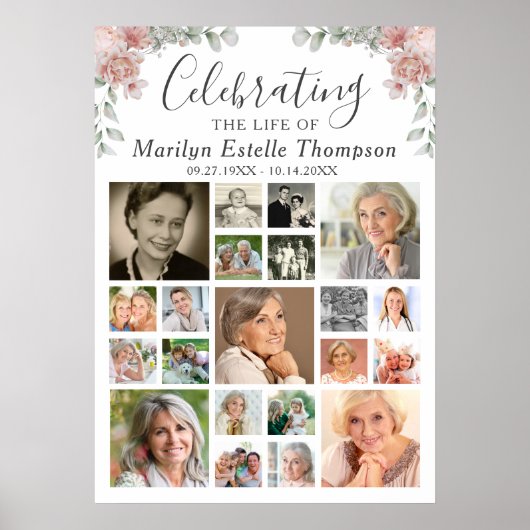 Gedenkflorale feiert Leben 21 FotoCollage Poster (Vorne)