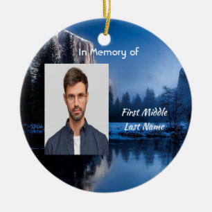 Gedenkfoto Bergsee Winter Schnee Keramik Ornament