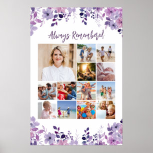 Gedenkfoto-Collage Lila Wilde Blumen Poster