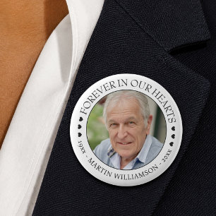 Gedenkfoto für immer in unseren Herzen Button