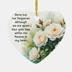 Gedenkfoto Gebet Weiße Rosen Blumen Keramik Ornament