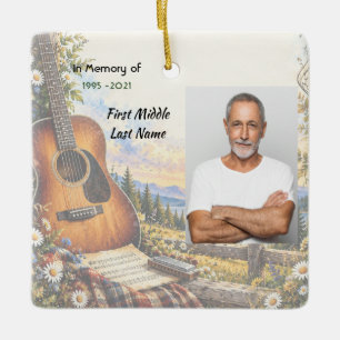 Gedenkfoto Gebetskarte Gitarrenmusiker Musik Keramikornament