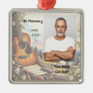 Gedenkfoto Gebetskarte Gitarrenmusiker Musik Ornament Aus Metall