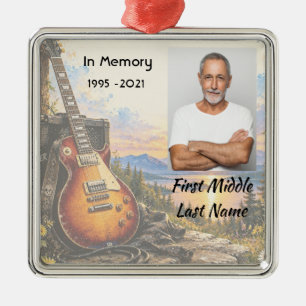 Gedenkfoto Gebetskarte Gitarrenmusiker Musik Ornament Aus Metall