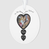 Gedenkfoto Katze, Name, Herzen, austauschbar,  Ornament (Vorderseite)