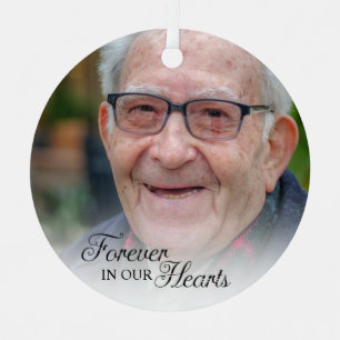 Gedenkfoto-Keramikschmuck Forever In Our Hearts Ornament Aus Metall