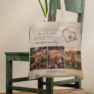 Gedenkfoto-Kollage aus rustikalem Holz für Hunde Tasche